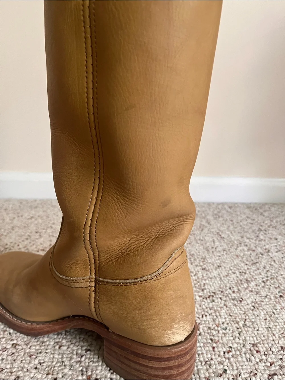 Frye Tan Leather Mid-Calf Boots - Picture 8 of 13